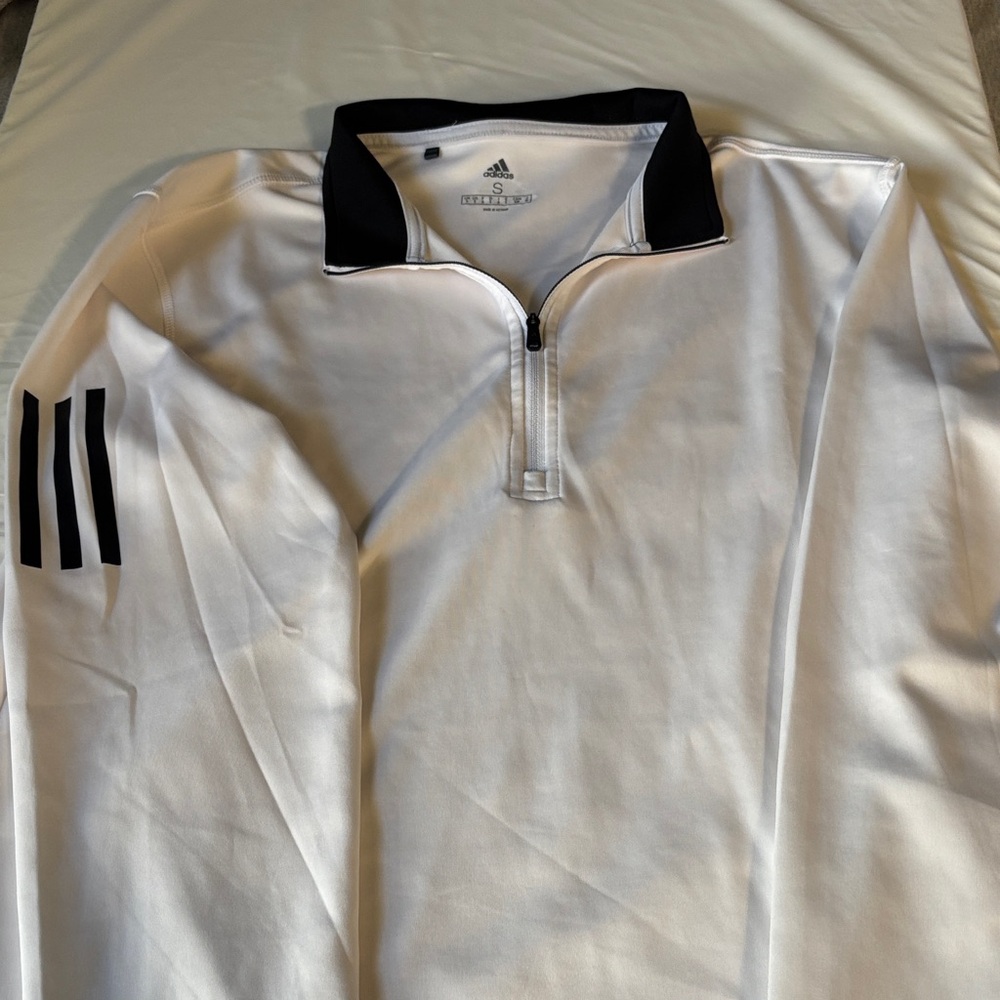 Adidas White and Black Zip-Up Top